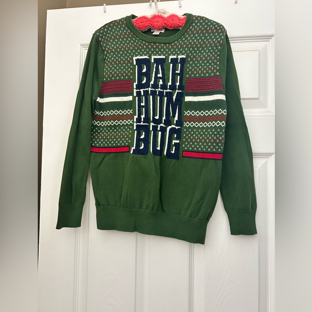 Cat & Jack Green Festive Crewneck Sweater